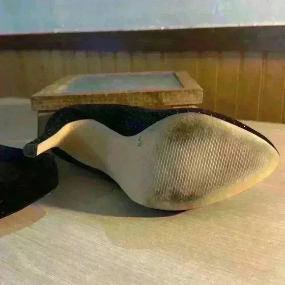 BCBGeneration Black Suede Embellished Heels - Picture 2 of 9